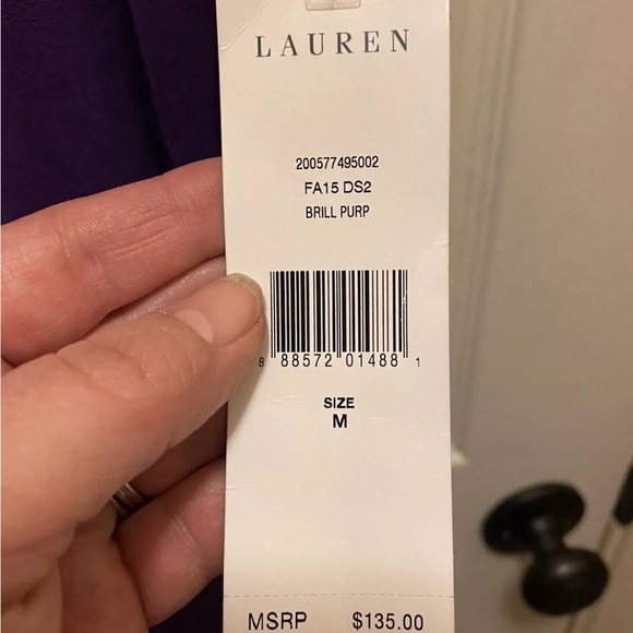 Lauren Ralph Elegant Brill Purple Sleeveless Dress w/ Faux Leather Trim Sz NWT!! - Picture 2 of 15